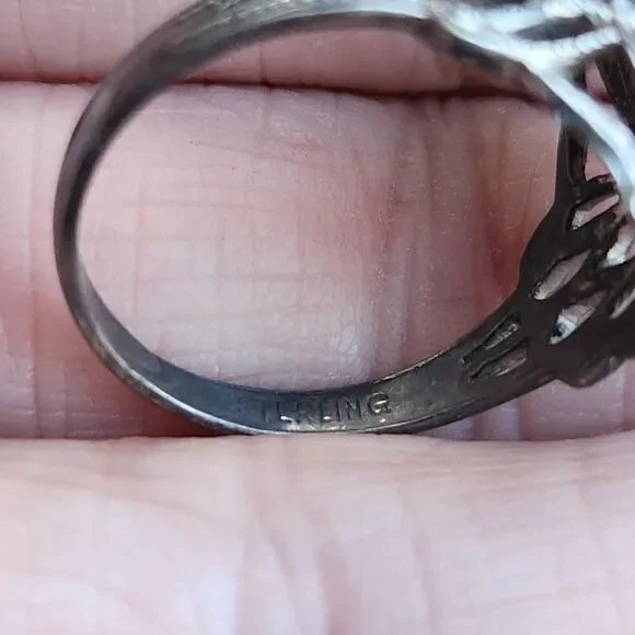 Antique Victorian sterling blister pearl ring SZ 6.75 - Picture 7 of 7